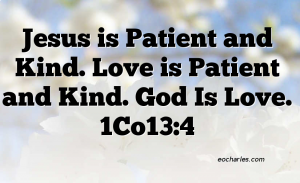 Love is patient and kind.