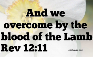 And we overcome by the blood of the Lamb